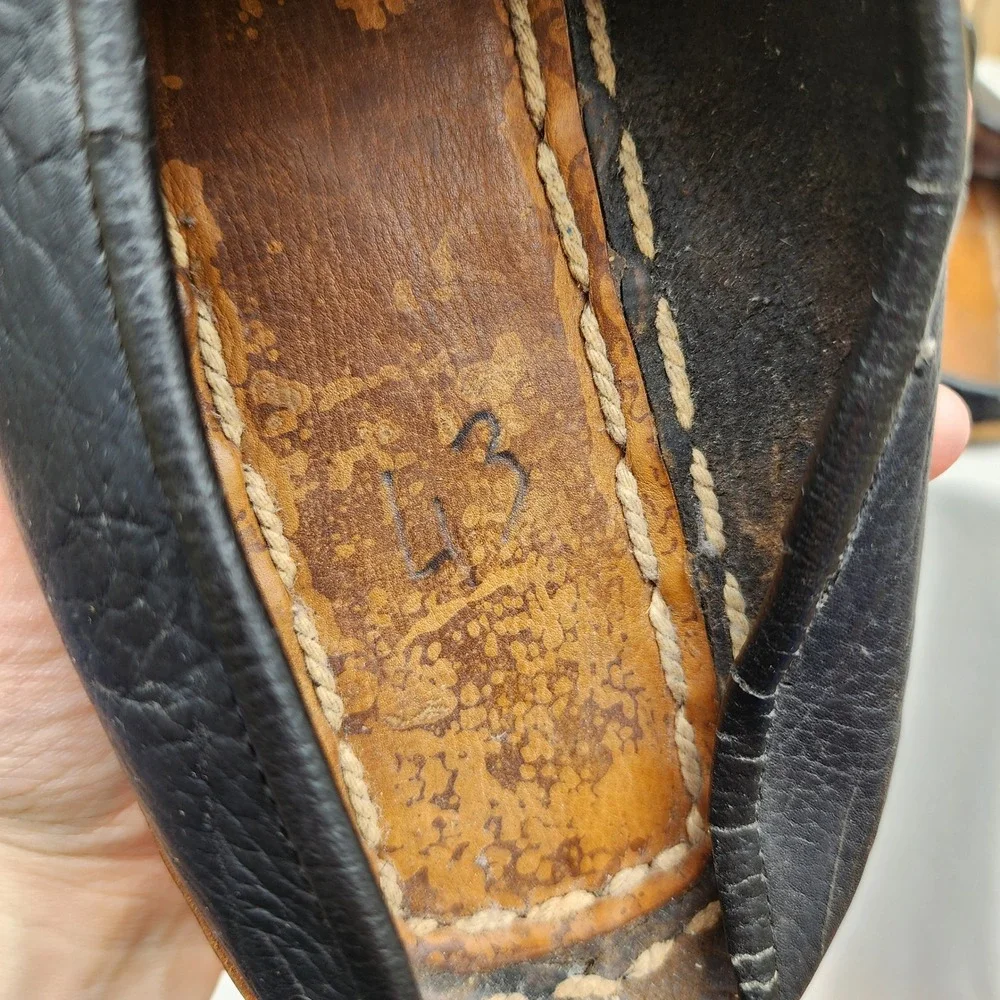 Handmade EU 41 US 8 Black Leather Traditional Arab Slippers Mules Persian Genie